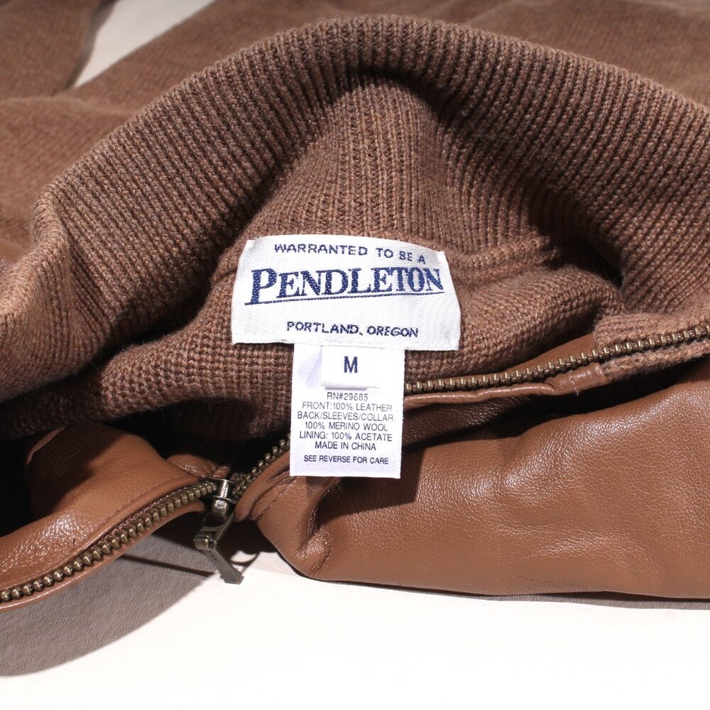 Womens Pendleton Jacket Size M Brown Leather & Me… - image 8